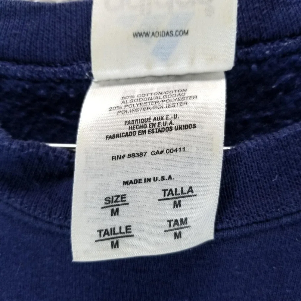 VTG Adidas‎ Sweatshirt Mens M Blue Fleece Crewneck Made in USA Cross Training